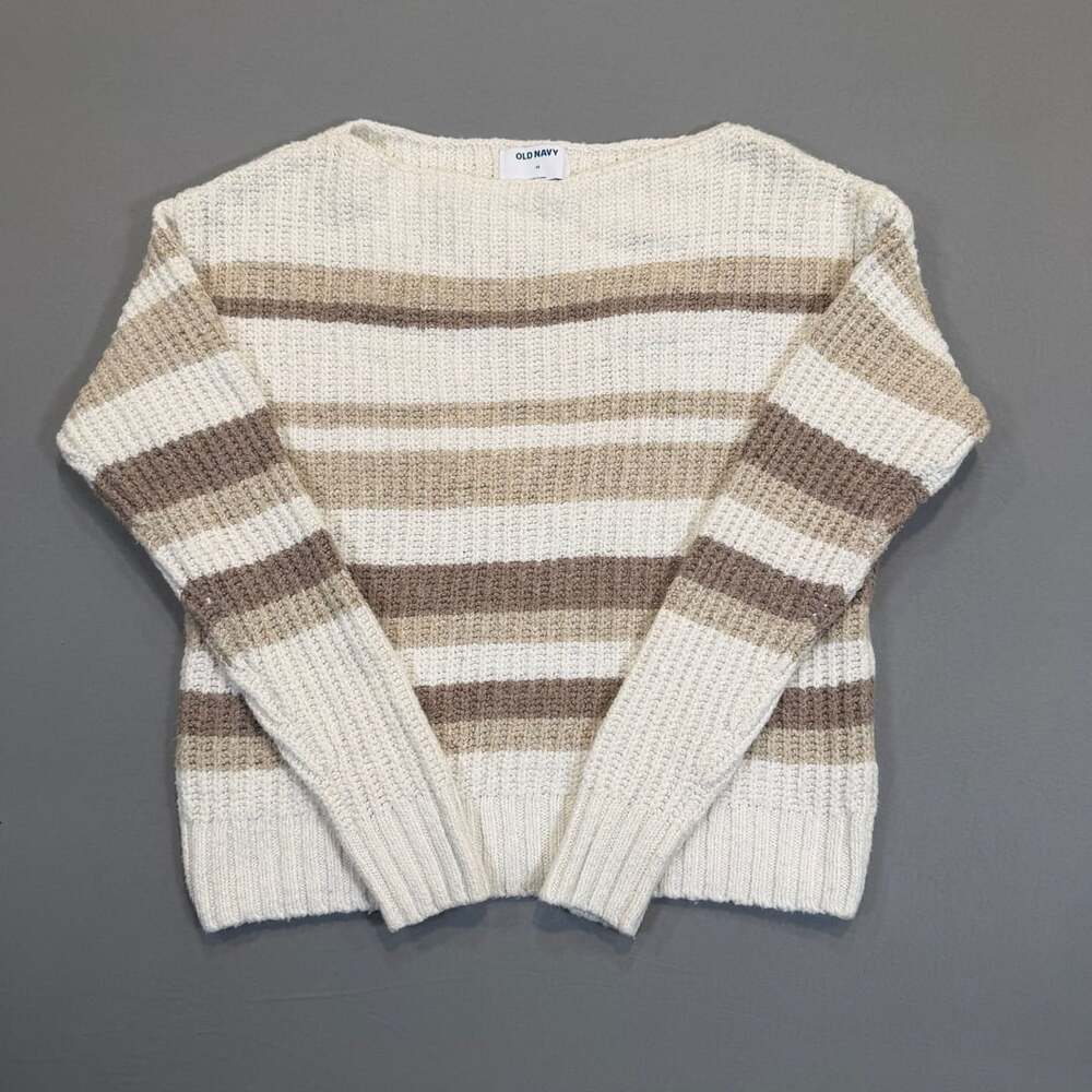 Old Navy Striped Boat Neck Sweater Size XS Neutral Tan Cream